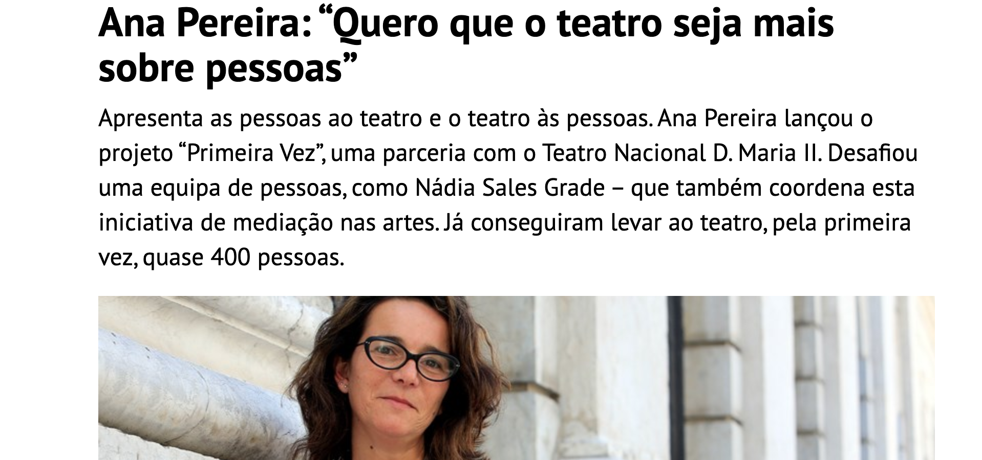 Jornal de Negócios - Entrevista de Lúcia Crespo a Ana Pereira